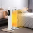 Costway 1500W Electric Space Heater Oil Filled Radiator Heater W/ Foldable Rack White - White
