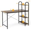 Costway 48'' Reversible Computer Desk Writing Table Workstation w/ Storage Shelf BlackBrown - rustic brown