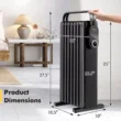 Costway 1500W Electric Space Heater Oil Filled Radiator Heater W/ Foldable Rack White - Black