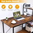 Costway 48'' Reversible Computer Desk Writing Table Workstation w/ Storage Shelf BlackBrown - rustic brown