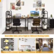 Costway 48'' Reversible Computer Desk Writing Table Workstation w/ Storage Shelf BlackBrown - rustic brown