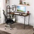 Costway 48'' Reversible Computer Desk Writing Table Workstation w/ Storage Shelf BlackBrown - rustic brown
