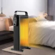 Costway 1500W Electric Space Heater Oil Filled Radiator Heater W/ Foldable Rack White - Black