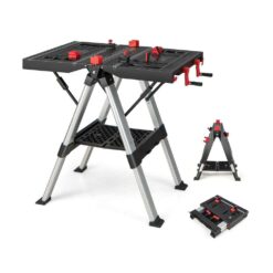 ANGELES HOME 8CK-35TL139 2.7 ft. x 2.7 ft. x 2 ft. Folding Workbench with Adjustable Height, 440 lbs. Load Capacity
