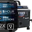 Pulsar PG1202SA 1200 Peak Watt, 900 Running Watt Portable 2-Cycle Gas Powered Generator