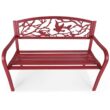 Costway Patio Garden Bench Park Yard Outdoor Furniture Cast Iron Porch Chair Red