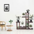 Costway Outdoor Wooden Plant Flower Display Stand 6 Wood Shelf Storage Rack Garden