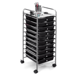 Costway 10 Drawer Rolling Storage Cart Scrapbook Paper Office School Organizer Black