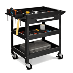 Costway Three Tray Rolling Tool Cart Mechanic Cabinet Storage ToolBox Organizer w/Drawer
