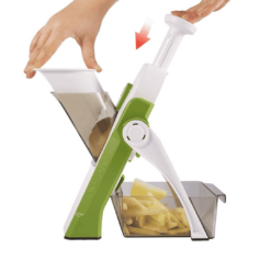 ONCE FOR ALL Safe Mandoline Food Slicer, Multi Vegetable Chopper, Potato Slicer (5 in 1 Green)