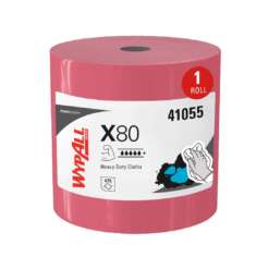 WypAll Power Clean X80 Heavy Duty Cloths (41055), Extended Use Jumbo Roll, Red