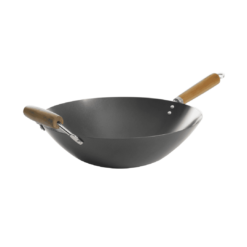 Kenmore Hammond Flat Bottom Carbon Steel Wok, 14-Inch, Black