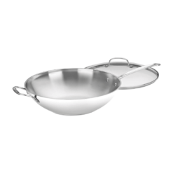 Cuisinart 14-Inch Stir-Fry Pan, Helper Handle and Glass Cover, Chef's Classic Stainless Steel, 726-38H