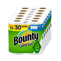 Bounty Quick-Size Paper Towels, White, 12 Family Rolls = 30 Regular Rolls