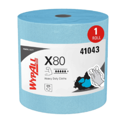 WypAll Power Clean X80 Heavy Duty Cloths (41043), Extended Use Cloths Jumbo Roll, Blue