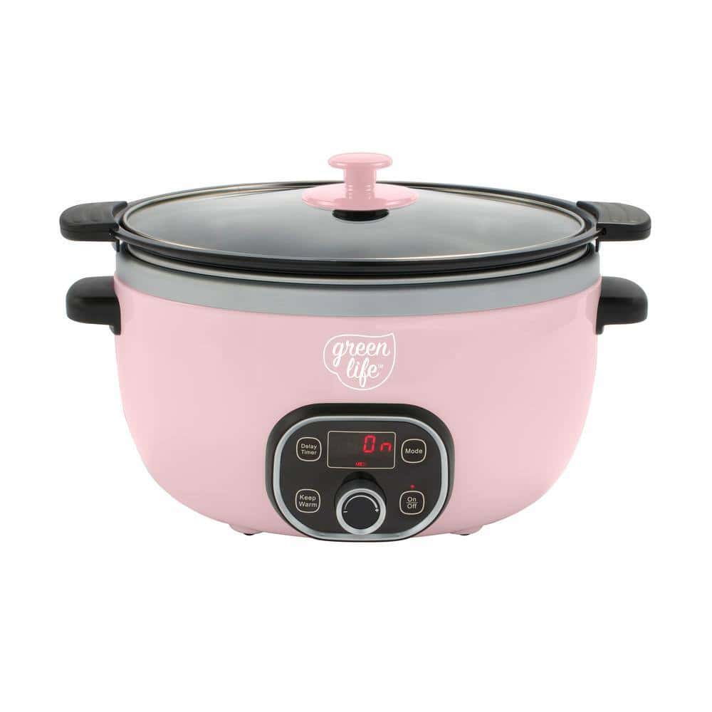 GreenLife 6 Qt. Pink Slow Cooker, Pink GreenLife 6 Qt. Pink Slow Cooker, Pink