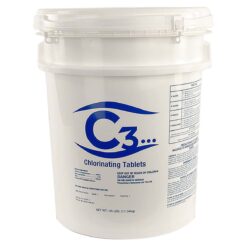 C3 1" Stabilized Trichloro Chlorine Tablets for Swimming Pools - 25lbs