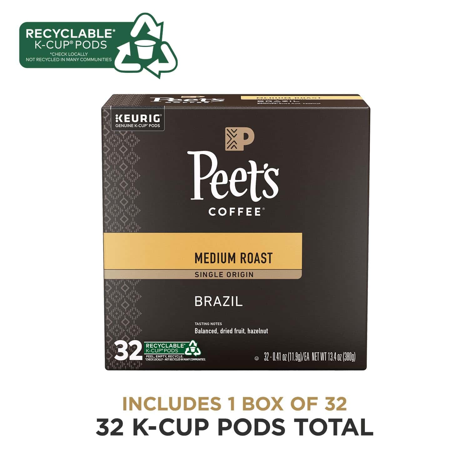 Peet's Coffee, Medium Roast K-Cup Pods for Keurig Brewers - Single Origin Brazil 32 Count (1 Box of 32 K-Cup Pods) Peet's Coffee, Medium Roast K-Cup Pods for Keurig Brewers - Single Origin Brazil 32 Count (1 Box of 32 K-Cup Pods) - Image 9