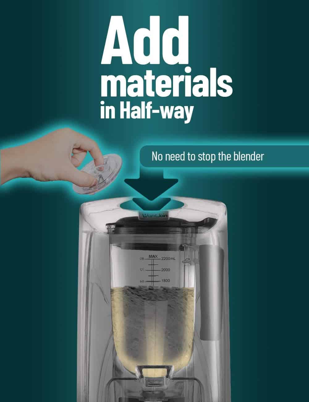 WantJoin Commercial Blender 2200W - Quiet Sound Enclosure, Powerful Professional-Grade, Self-Cleaning, Black WantJoin Commercial Blender 2200W - Quiet Sound Enclosure, Powerful Professional-Grade, Self-Cleaning, Black - Image 4