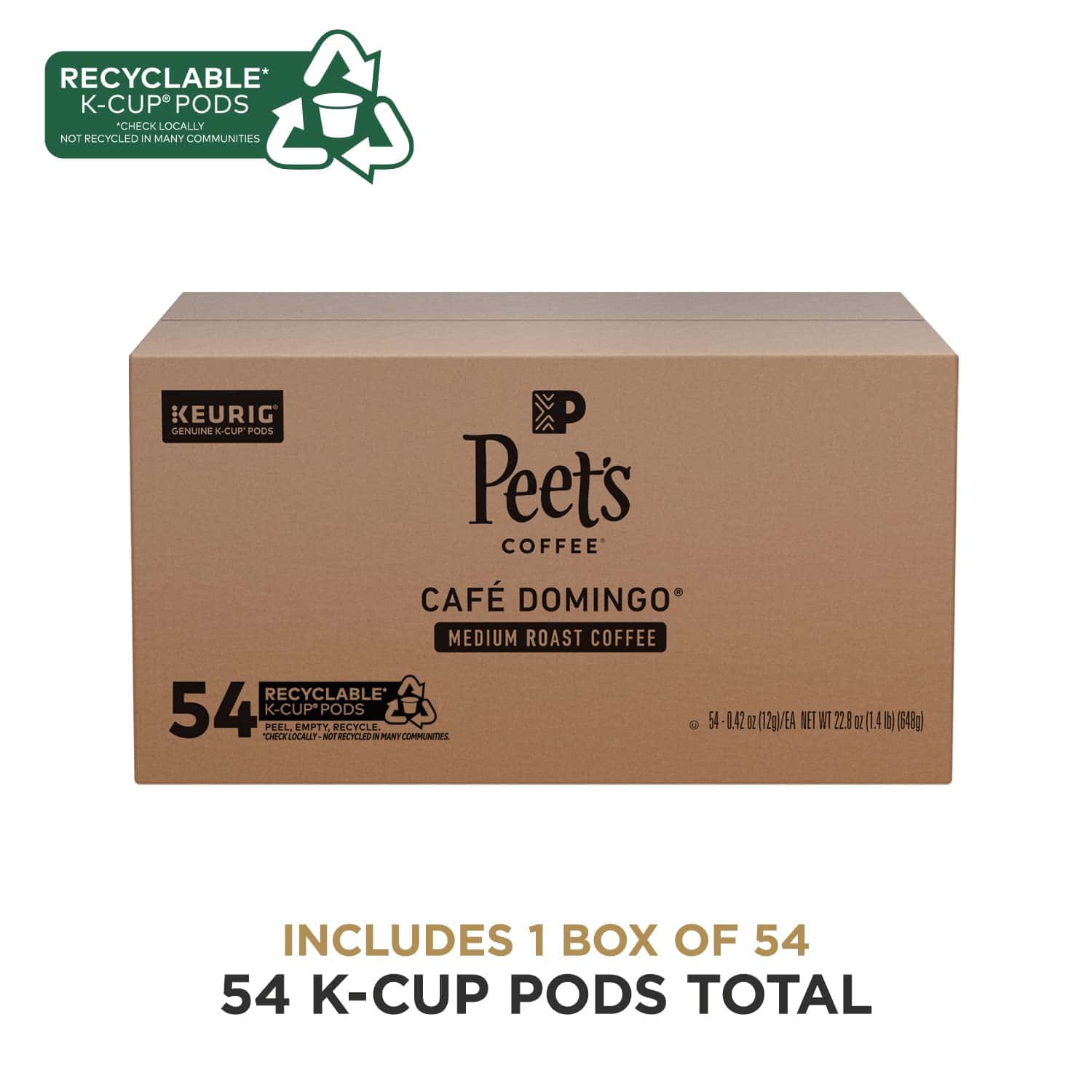 Peet's Coffee, Medium Roast K-Cup Pods for Keurig Brewers - Café Domingo 54 Count (1 Box of 54 Pods) Peet's Coffee, Medium Roast K-Cup Pods for Keurig Brewers - Café Domingo 54 Count (1 Box of 54 Pods) - Image 8