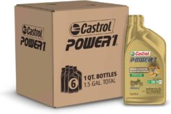 Castrol Power1 4T 10W-50 Full Synthetic Motorcycle Oil, 1 Quart, Pack of 6 - 1
