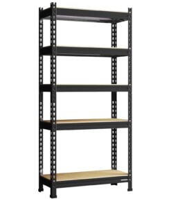 PrimeZone Storage Shelves 5 Tier Adjustable Garage Storage Shelving, 28" x 12" x 59", Black
