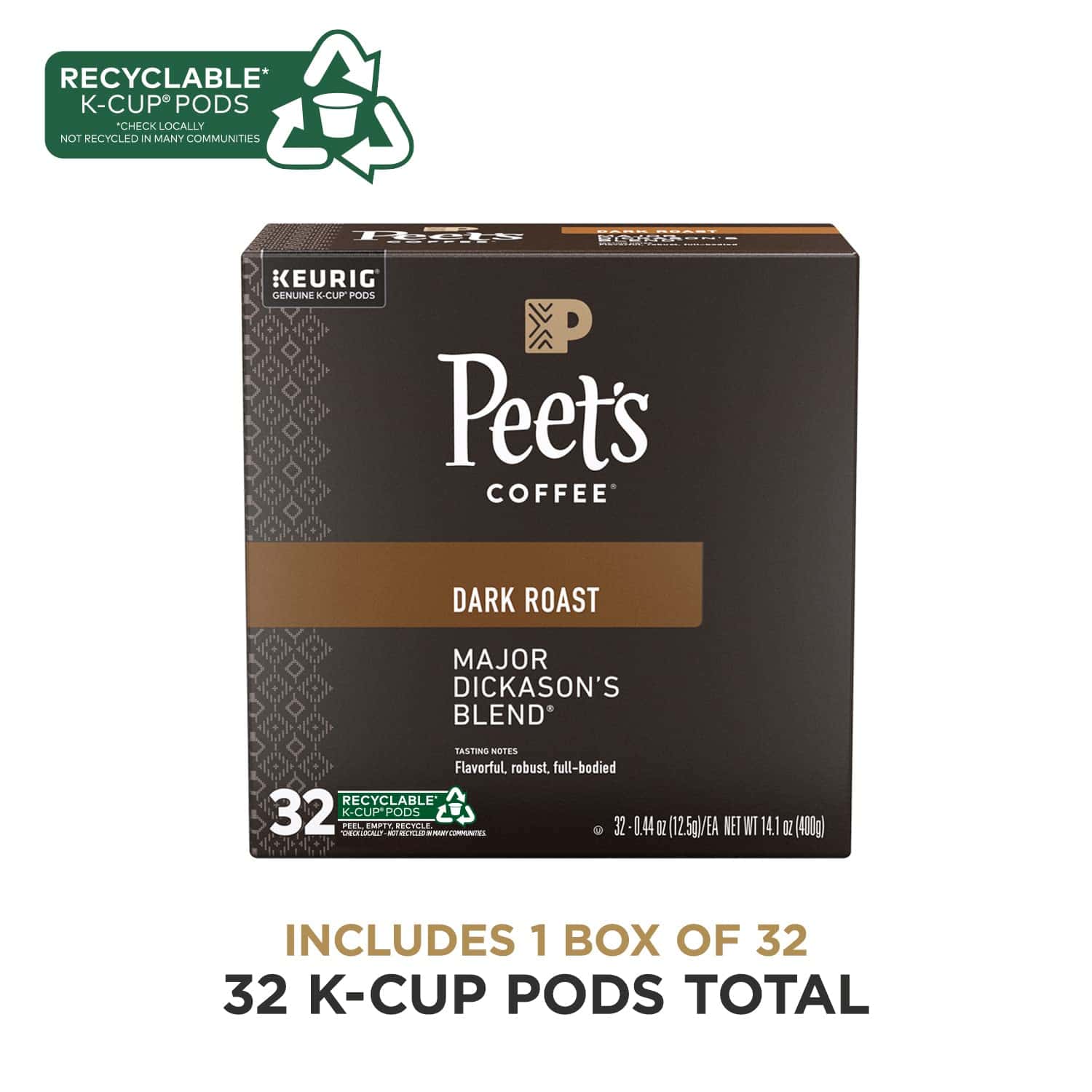 Peet's Coffee, Dark Roast K-Cup Pods for Keurig Brewers - Major Dickason's Blend 32 Count (1 Box of 32 K-Cup Pods) Peet's Coffee, Dark Roast K-Cup Pods for Keurig Brewers - Major Dickason's Blend 32 Count (1 Box of 32 K-Cup Pods) - Image 7