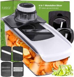 Fullstar Mandoline Slicer for Kitchen, Cheese Grater Vegetable Spiralizer and Veggie Slicer for Cooking & Meal Prep