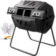 F2C Compost Bin Outdoor Dual Chamber Tumbling Composter 43 Gallon BPA Free Large Tumbler Composters Tumbling
