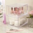 STORi Audrey Stackable Clear Bin Plastic Organizer Drawers, 2 Piece Set, Organize Cosmetics and Beauty Supplies on a Vanity