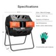 VIVOSUN Outdoor Tumbling Composter Dual Rotating Batch Compost Bin, 43 Gallon Orange Door