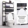 Homde Over The Toilet Storage with Basket and Drawer, Bamboo Bathroom Organizer with Adjustable Shelf & Waterproof Feet Pad, Space Saver Storage Rack for Bathroom, Restroom, Laundry, Brown - 3