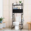 ETELI Over The Toilet Storage Cabinet with Fabric Drawers 3 Tier Bathroom Shelf Over Toilet Space Saving Behind Toilet Bathroom Organizer Black - 1