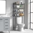 Hodonas Bathroom Organizer Over Toilet Storage, 4-Tier Toilet Shelf Bathroom Shelves Over Toilet, Gray Hodonas Bathroom Organizer Over Toilet Storage, 4-Tier Toilet Shelf Bathroom Shelves Over Toilet, Above Toilet Storage Rack Bathroom Space Saver, Gray - 2