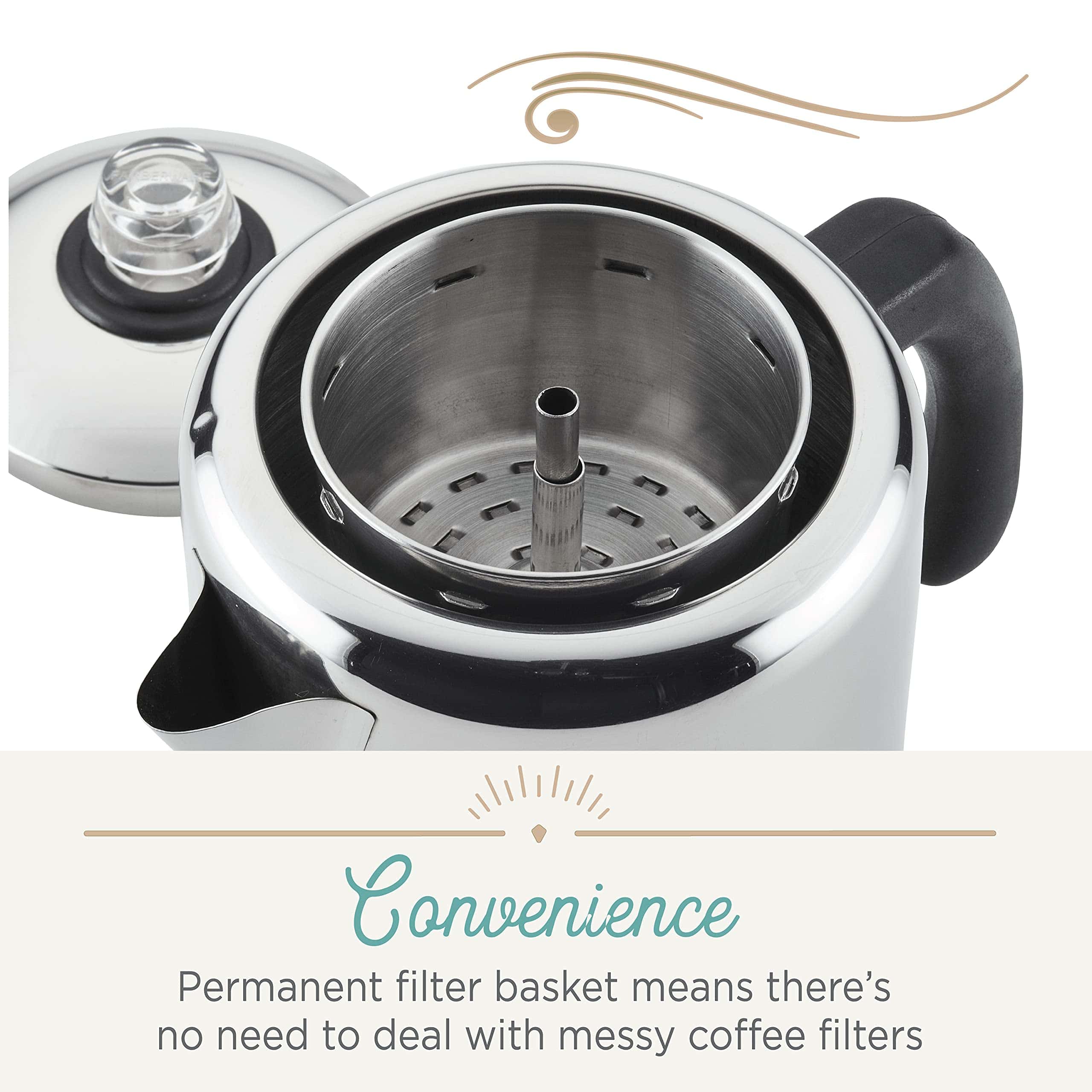 Farberware 50124 Classic Yosemite Stainless Steel Coffee Percolator - 8 Cup, Silver Farberware 50124 Classic Yosemite Stainless Steel Coffee Percolator - 8 Cup, Silver - Image 11