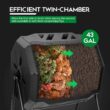 F2C Compost Bin Outdoor Dual Chamber Tumbling Composter 43 Gallon BPA Free Large Tumbler Composters Tumbling