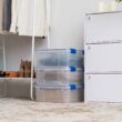 IRIS USA 3 Pack 26.5 Quart WeatherPro Plastic Storage Box Durable Lid and Seal and Secure Latching Buckles