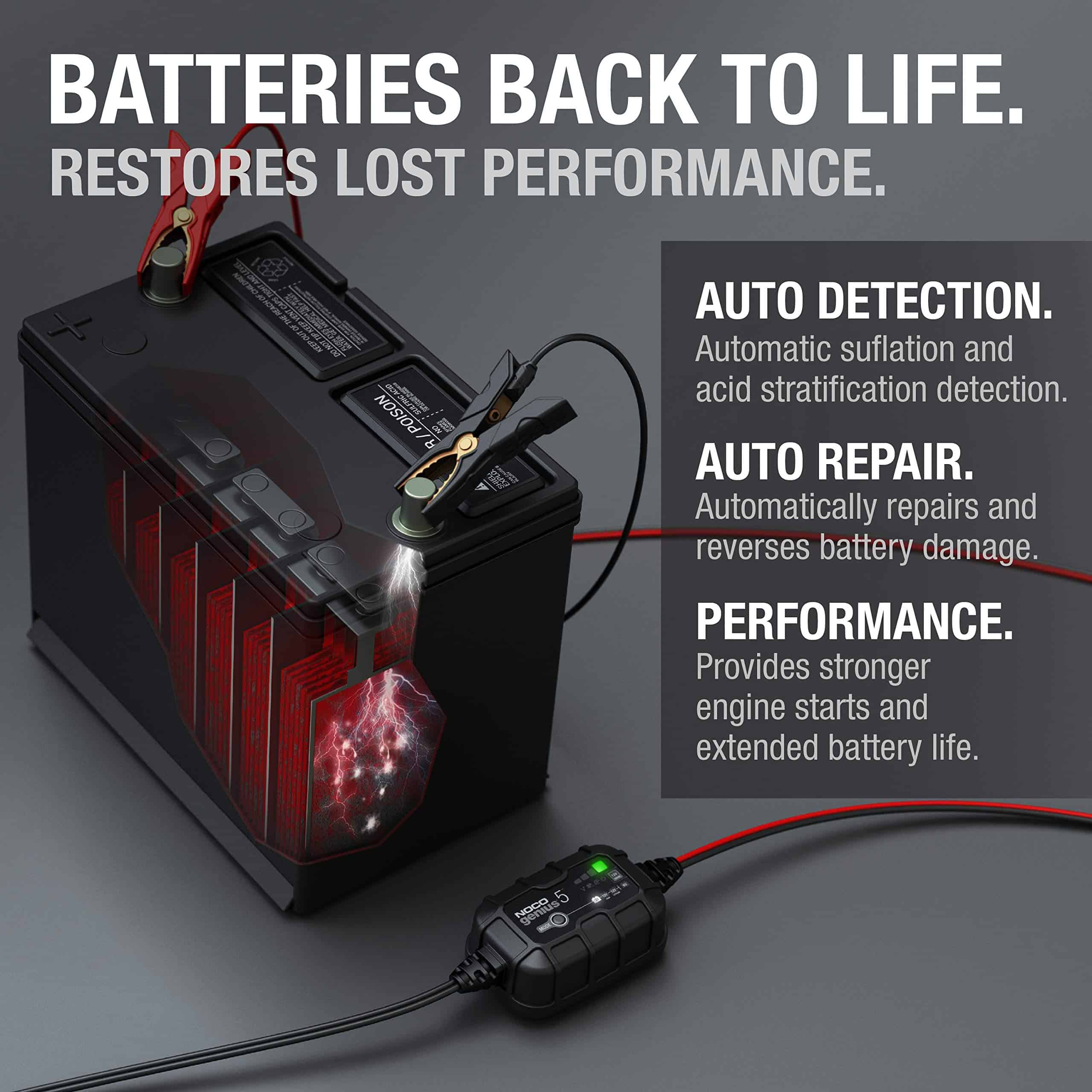 NOCO GENIUS5, 5A Smart Car Battery Charger, 6V and 12V Automotive Charger NOCO GENIUS5, 5A Smart Car Battery Charger, 6V and 12V Automotive Charger - Image 3