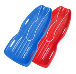 Slippery Racer Downhill Xtreme Flexible Adults and Kids Plastic Toboggan Snow Sled for Up to 2 Riders with Pull Rope, (2 Pack)