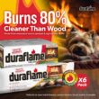 Duraflame 2.5 Pound 1.5 Hour Long Burn Time Indoor Outdoor Quick Light Fire Log for Camping, Firepits, Bonfires, and Fireplaces (6 Pack) - 2