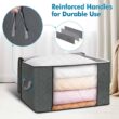 90L Large Storage Bags, 6 Pack Clothes Storage Bins Foldable Closet Organizers Storage Containers with Durable Handle for Clothing, Blanket, Comforters, Bed Sheets, Pillows and Toys (Gray) - 3
