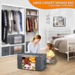 90L Large Storage Bags, 6 Pack Clothes Storage Bins Foldable Closet Organizers Storage Containers with Durable Handle for Clothing, Blanket, Comforters, Bed Sheets, Pillows and Toys (Gray) - 6
