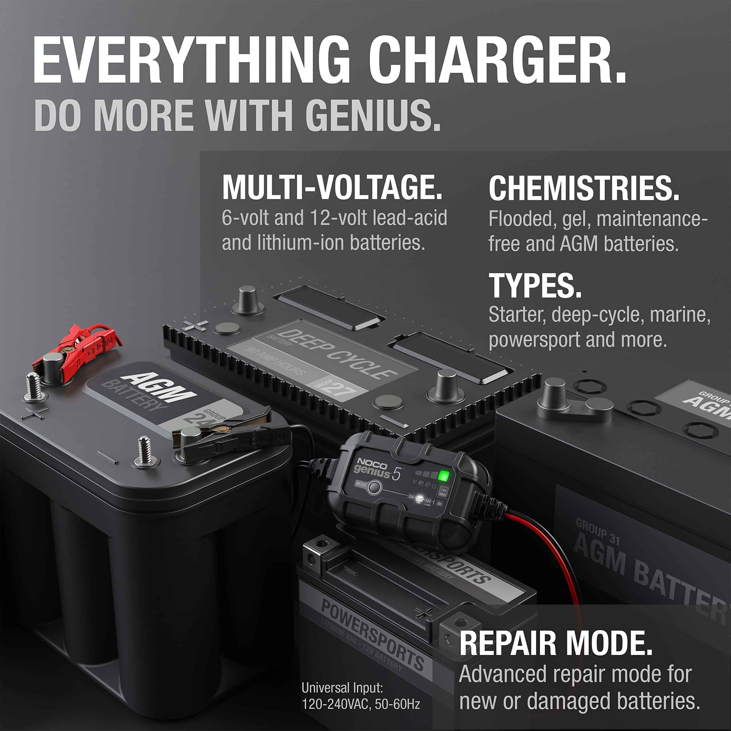 NOCO GENIUS5, 5A Smart Car Battery Charger, 6V and 12V Automotive Charger NOCO GENIUS5, 5A Smart Car Battery Charger, 6V and 12V Automotive Charger - Image 4