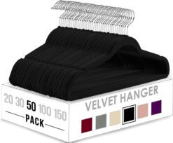Utopia Home Premium Velvet Hangers 50 Pack - Non-Slip Clothes Hangers - Black Hangers - Suit Hangers with 360 Degree Rotatable Hook - Heavy Duty Coat Hangers - 1
