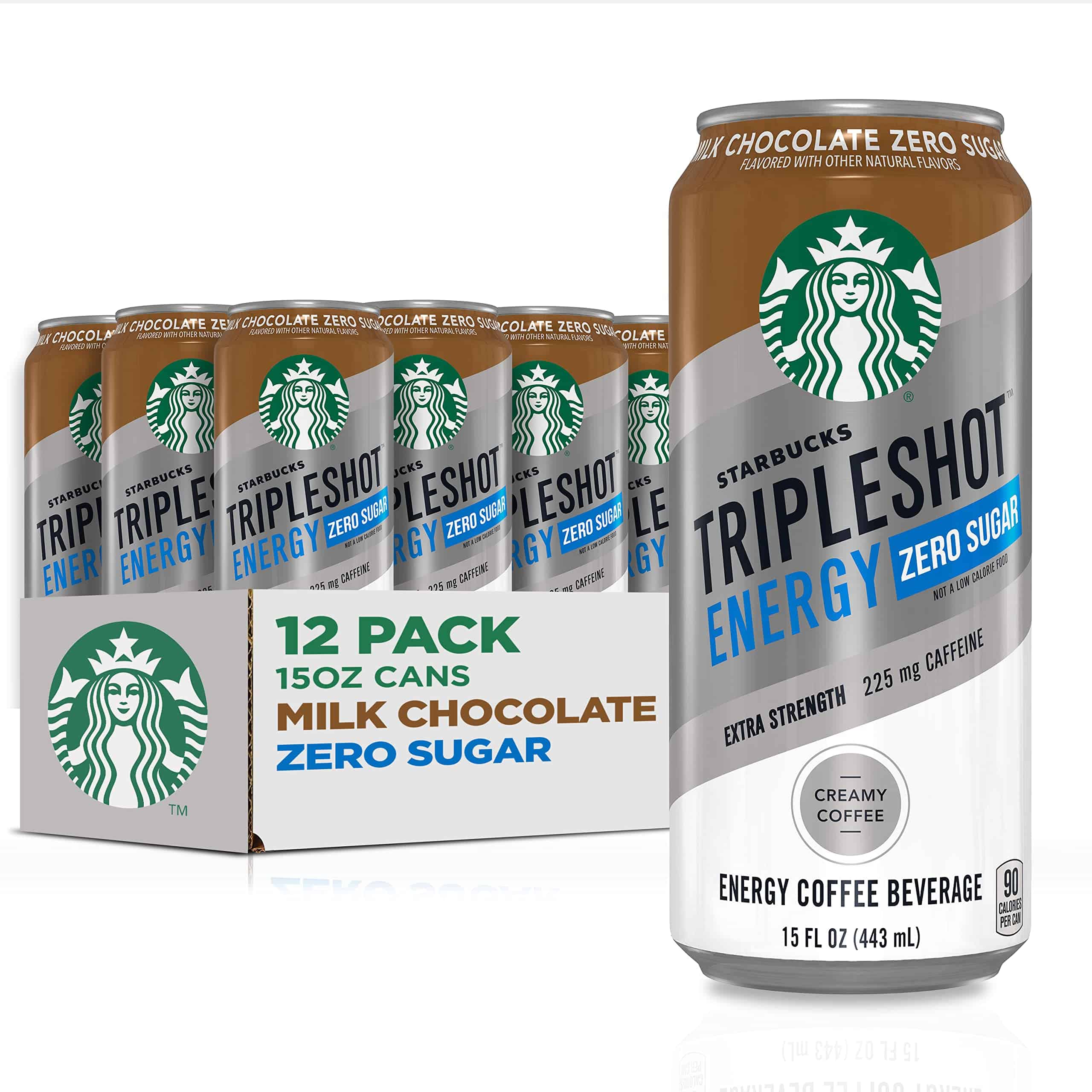 Starbucks Tripleshot Zero Sugar Energy Extra Strength Espresso Coffee Beverage, Milk Chocolate, 15 oz Cans (12 Pack), Brown Starbucks Tripleshot Zero Sugar Energy Extra Strength Espresso Coffee Beverage, Milk Chocolate, 15 oz Cans (12 Pack), Brown