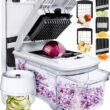 Fullstar All-in-1 Vegetable Chopper, Mandoline Slicer & Cheese Grater (6 in 1, Black/White)