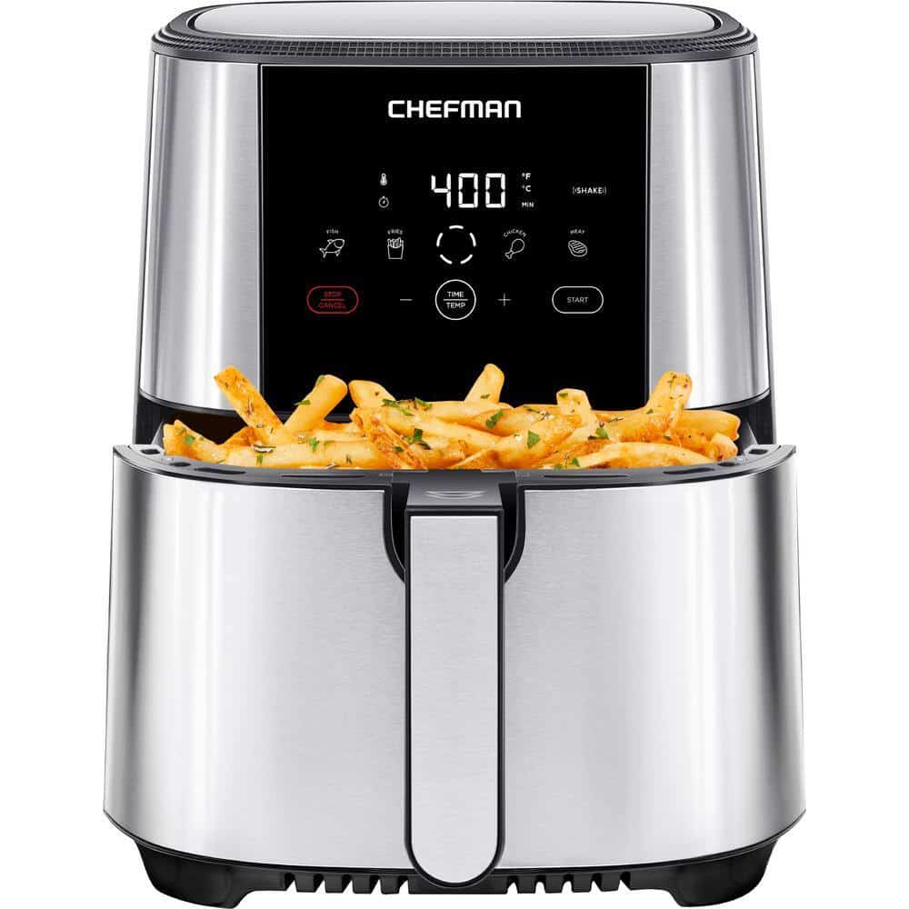 Chefman TurboTouch 5 Qt. Air Fryer, Stainless Steel Compact and Healthy Way To Cook Oil-Free, One-Touch Digital Controls Chefman TurboTouch 5 Qt. Air Fryer, Stainless Steel Compact and Healthy Way To Cook Oil-Free, One-Touch Digital Controls