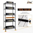 EFINE RL100-5 Black 5-Tier Carbon Steel Wire Garage Storage Shelving Unit with 8 Hooks (23.6 in. W x 59 in. H x 14 in. D) EFINE RL100-5 Black 5-Tier Carbon Steel Wire Garage Storage Shelving Unit with 8 Hooks (23.6 in. W x 59 in. H x 14 in. D)