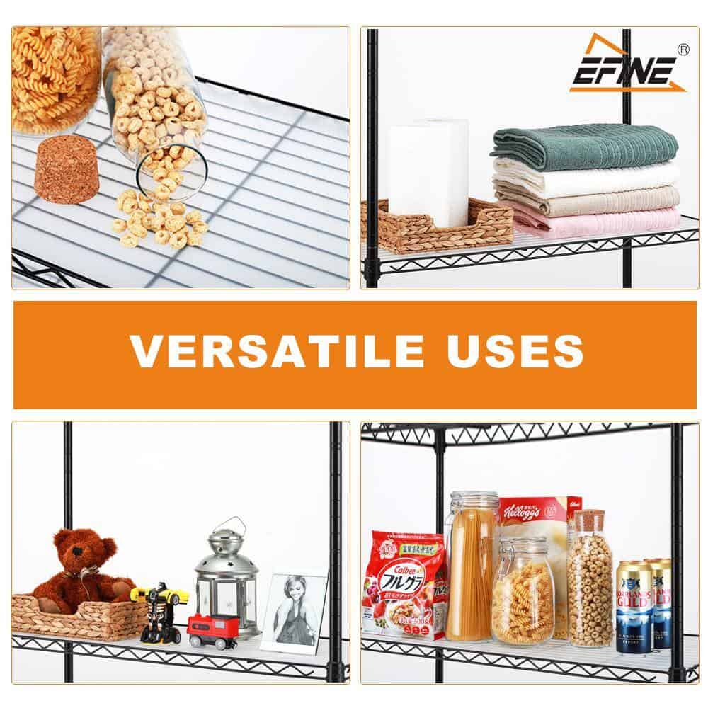 EFINE RL100-5 Black 5-Tier Carbon Steel Wire Garage Storage Shelving Unit with 8 Hooks (23.6 in. W x 59 in. H x 14 in. D) EFINE RL100-5 Black 5-Tier Carbon Steel Wire Garage Storage Shelving Unit with 8 Hooks (23.6 in. W x 59 in. H x 14 in. D) - Image 2