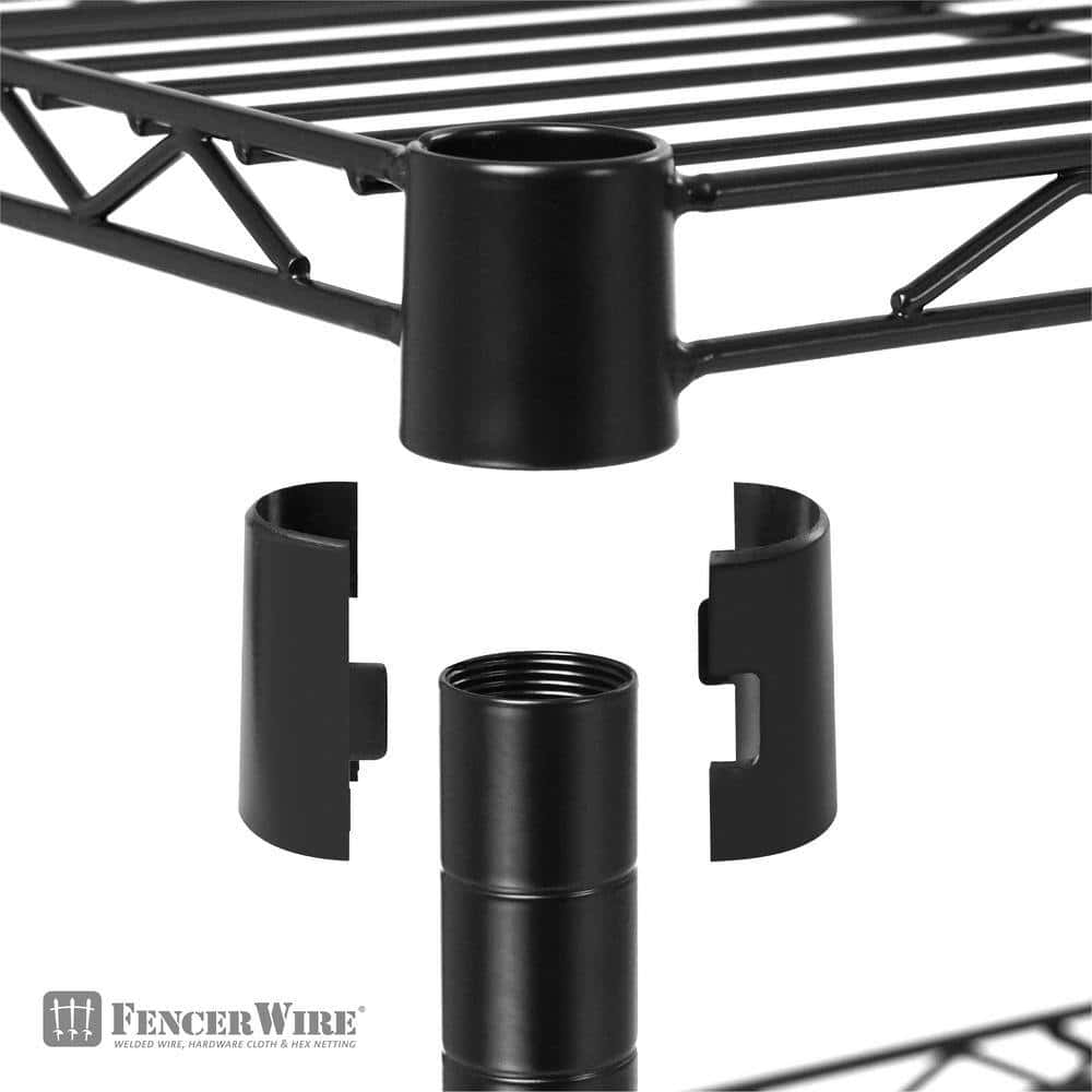 Fencer Wire Black 4-Tier Metal Garage Storage Shelving Unit with Leveling Feet and Wheels (36 in. W x 14 in. D x 56 in. H) Fencer Wire Black 4-Tier Metal Garage Storage Shelving Unit with Leveling Feet and Wheels (36 in. W x 14 in. D x 56 in. H) - Image 4
